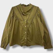 Load image into Gallery viewer, Gayle Long Sleeve Lace Insert Blouse Olive
