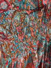 Load image into Gallery viewer, Silky Sue Paisley Dress Dusty Blue/Peach

