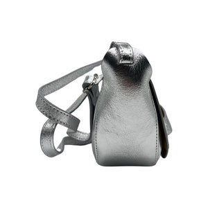 Poppy Leather Tab Bag Silver