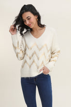 Load image into Gallery viewer, Metallic Zig Zag Jumper Cream/Gold
