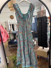 Load image into Gallery viewer, Silky Sue Paisley Dress Turquoise/Red
