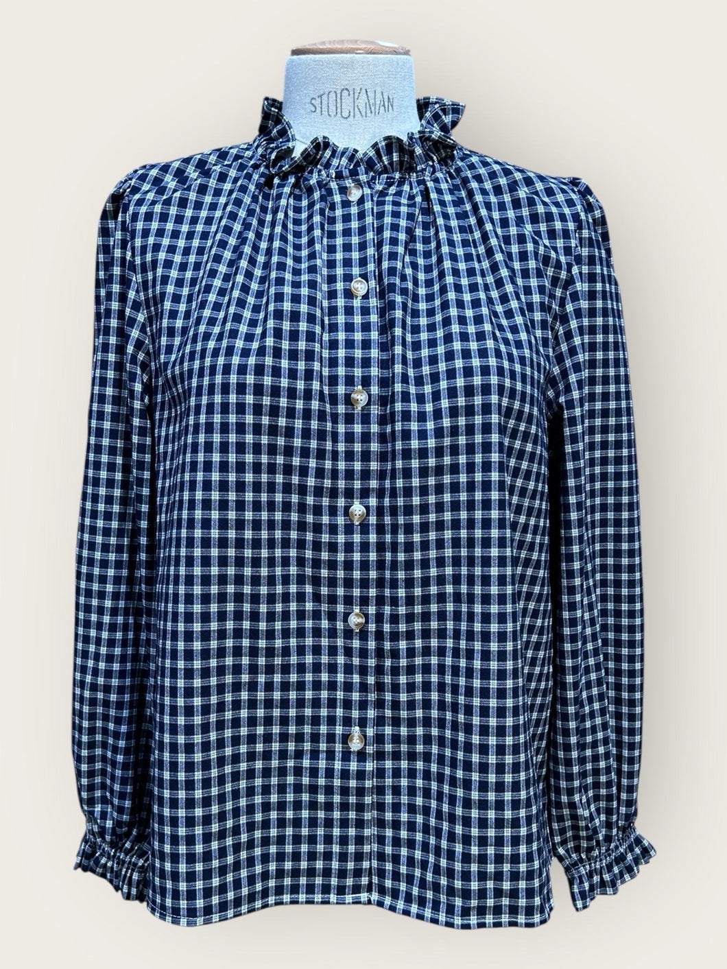 Elsie Checked Blouse Marine