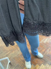Load image into Gallery viewer, Lace Trim V Neck Modal/Cashmere Base Layer Black
