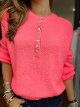 Load image into Gallery viewer, Soft Button Collar Jumper Fluro Coral
