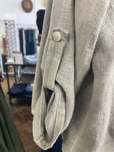 Load image into Gallery viewer, Washed Linen Longline Tie Front Shirt Khaki
