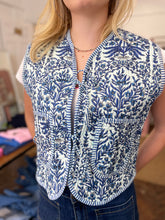 Load image into Gallery viewer, Chloe Bow Tie Front Block Print Gilet - Blue Floral
