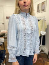 Load image into Gallery viewer, Lila Lace Insert Blouse Pale Blue
