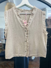 Load image into Gallery viewer, Washed Linen Frill Waistcoat Beige
