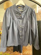 Load image into Gallery viewer, Gayle Long Sleeve Lace Insert Blouse Denim
