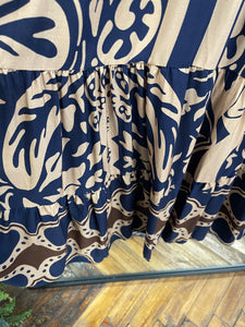 Safi Printed Dress Navy/Choc