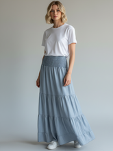 Load image into Gallery viewer, Calista Chambray Shirred Skirt
