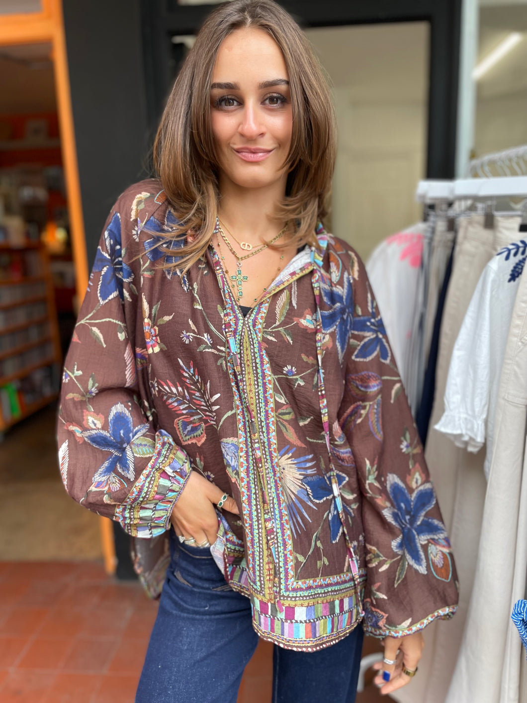 Mila Blouse Chocolate