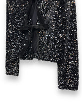 Load image into Gallery viewer, Vivienne Bow Front Sequin Jacket Silver/Black
