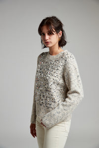 Sabrina Scatter Sequin Jumper Beige