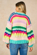 Load image into Gallery viewer, Hand Knitted Rainbow Striped Cardigan in Multi
