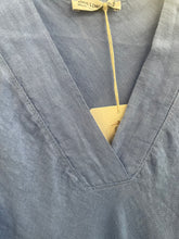 Load image into Gallery viewer, Nola Bias Cut Pure Linen V Dress Cornflower

