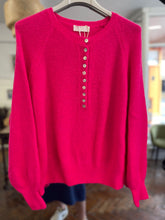 Load image into Gallery viewer, Soft Button Collar Jumper Fuschia

