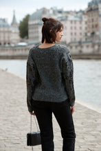 Load image into Gallery viewer, Serena Sequin V Neck Jumper Charcoal
