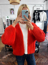 Load image into Gallery viewer, Bernadette Oversized Mohair Cardigan Dark Orange
