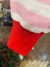 Load image into Gallery viewer, Posie Striped Colour Block Cardigan Pink/White/Red
