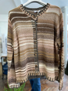 Blanca Striped Cardigan Taupe