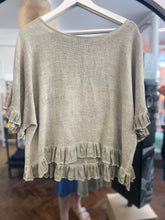 Load image into Gallery viewer, Washed Linen Ruffle Top Khaki

