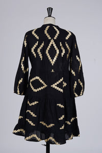 Lou Embroidered Short Dress Black