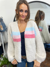 Load image into Gallery viewer, Alba Balloon Sleeve Stripe Knit Cardigan Ivory
