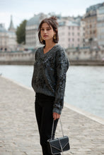 Load image into Gallery viewer, Serena Sequin V Neck Jumper Charcoal
