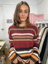Load image into Gallery viewer, Skadi Multi Striped Knitted Jumper Red/Brown
