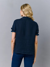 Load image into Gallery viewer, Chrisa Half Sleeve Linen Blouse Navy
