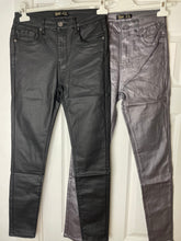 Load image into Gallery viewer, Coated Skinny Jeans Charcoal Metallic
