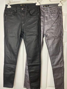 Coated Skinny Jeans Charcoal Metallic