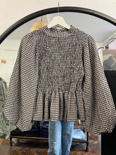 Load image into Gallery viewer, Dolly Gingham Shirred Top Chocolate
