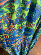 Load image into Gallery viewer, Silky Sue Paisley Dress Cobalt/Green Paisley

