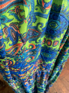 Silky Sue Paisley Dress Cobalt/Green Paisley