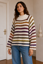 Load image into Gallery viewer, Rowan Textured Stripe Jumper Cream
