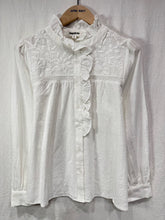 Load image into Gallery viewer, Claudette Embroidered Frill Collar Blouse Off White
