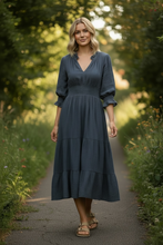 Load image into Gallery viewer, Cleo Cheesecloth Dress Navy
