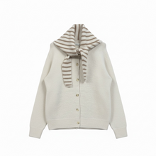 Load image into Gallery viewer, Isla Striped Scarf Cardigan Beige/Taupe
