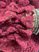 Load image into Gallery viewer, Flower Lace High Neck Blouse Wine
