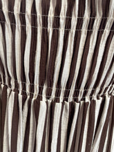 Load image into Gallery viewer, Lucia Striped Shirred Dress Chocolate/Cream
