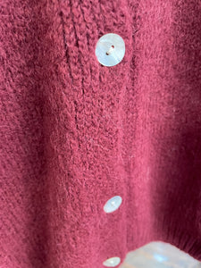Alpaca Frill Cuff Cardigan Wine