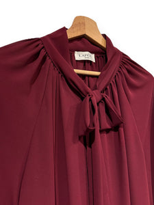 Amelie Pussy Bow Blouse Bordeaux