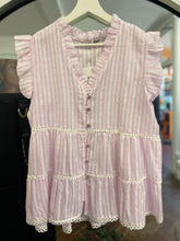 Load image into Gallery viewer, Mary Tiered Stripe Insert Top Pink
