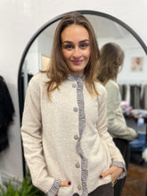 Load image into Gallery viewer, Nadia Checked Trim Cardigan Taupe
