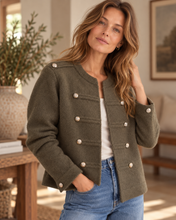 Load image into Gallery viewer, Maeve Knitted Military Jacket Khaki
