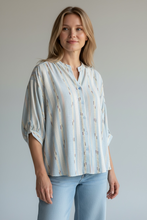 Load image into Gallery viewer, Esme Sparkle Stripe Blouse Blush Duck Egg
