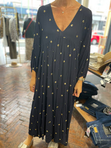 Elise Sparkle Smock Dress Navy