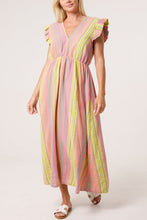Load image into Gallery viewer, Fi Double V Frill Cheesecloth Dress Aztec Mocha
